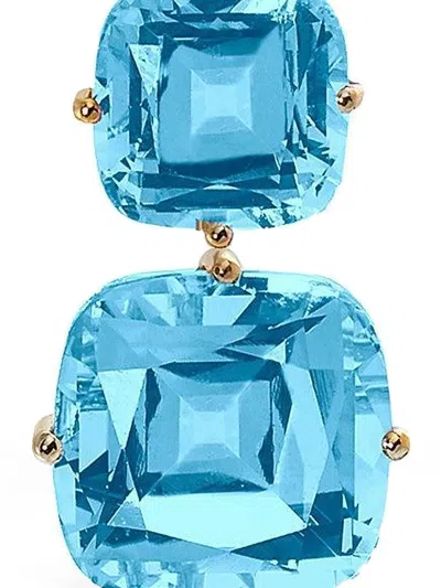 Goshwara 18k Yellow Gold Gossip Topaz Earrings In Blue
