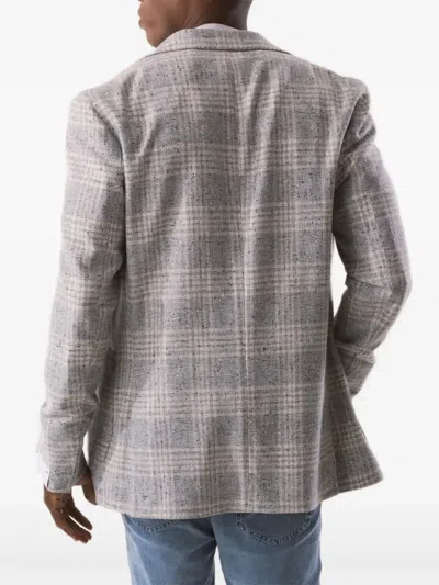 Eleventy Single-breasted Checked Jacket In Gray