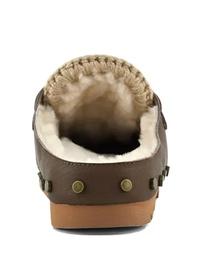 Mou Winter Bio Studded-leopard Mules In Brown