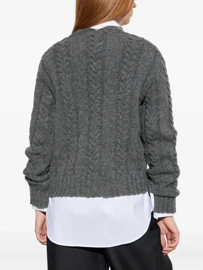 Loewe Cable-knit Keyhole Knitwear In Gray