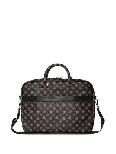 Guess Usa Monogram-pattern Laptop Bag In Black