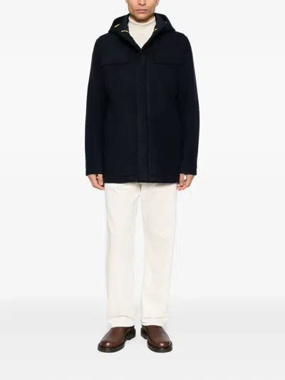 Manuel Ritz Hooded Pocket Coat In Blue