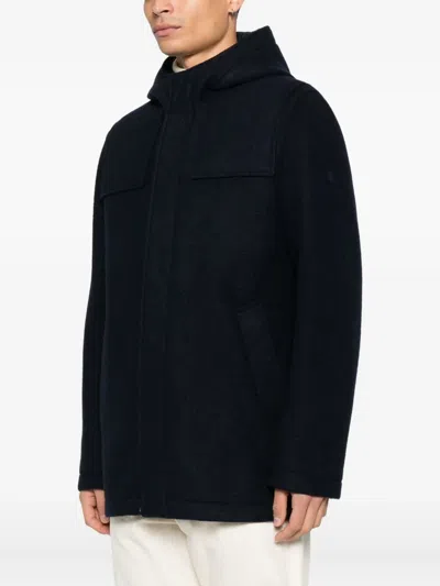 Manuel Ritz Hooded Pocket Coat In Blue