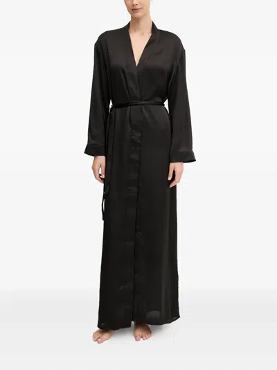 Guess Usa Lea Embellished-detail Bathrobe In Black