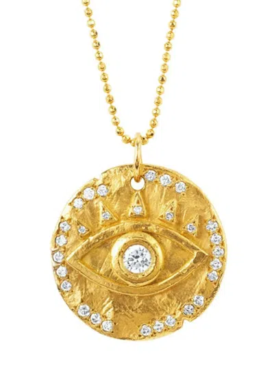 Logan Hollowell 14kt Yellow Gold Eye Of Protection Diamond Necklace In Gold