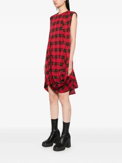 Comme Des Garçons Asymmetric Sleeveless Dress In Red