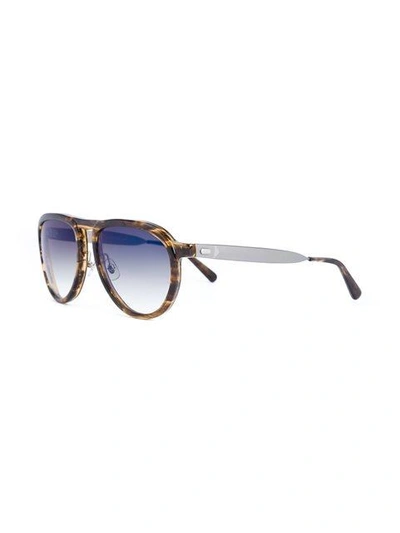 Shop Oamc Aviator Sunglasses In Brown