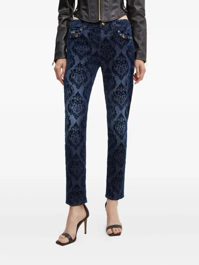 Versace Jeans Couture Jacquard Jeans In Blue
