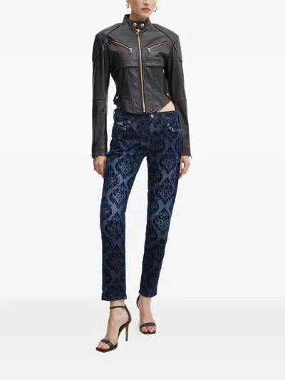 Versace Jeans Couture Jacquard Jeans In Blue