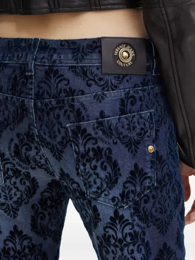 Versace Jeans Couture Jacquard Jeans In Blue
