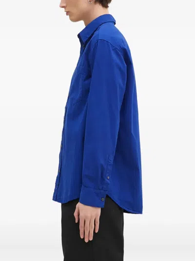 Wood Wood Long-sleeve Collared-neckline Shirt In Blue