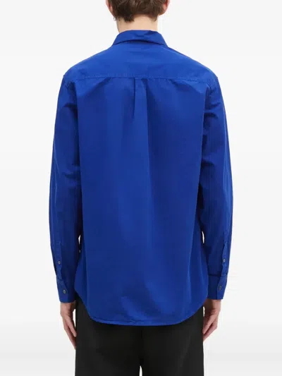 Wood Wood Long-sleeve Collared-neckline Shirt In Blue