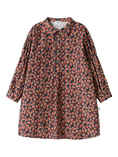 Il Gufo Floral-print Corduroy Mini Dress In Red