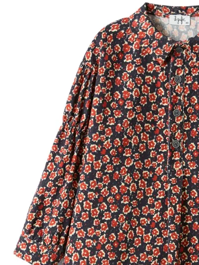 Il Gufo Floral-print Corduroy Mini Dress In Red