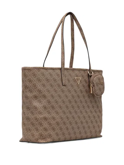 Guess Usa Power Play Ii Logo-plaque Tote Bag In Brown