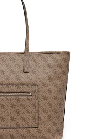 Guess Usa Power Play Ii Logo-plaque Tote Bag In Brown