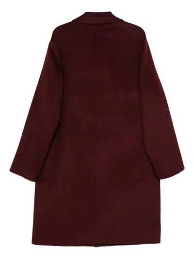 Amaranto Burgundy Cashmere-wool Blend Coat With Classic Notched Collar In Brown