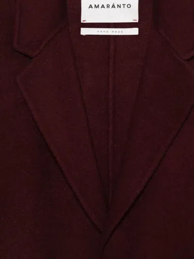 Amaranto Burgundy Cashmere-wool Blend Coat With Classic Notched Collar In Brown