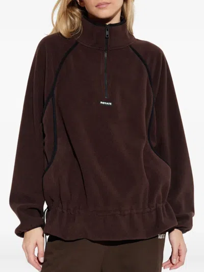 Rotate Birger Christensen Half-zip Fleece Jacket In Brown