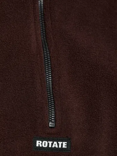 Rotate Birger Christensen Half-zip Fleece Jacket In Brown