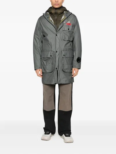 C.p. Company Mille Hooded Coat In Gray