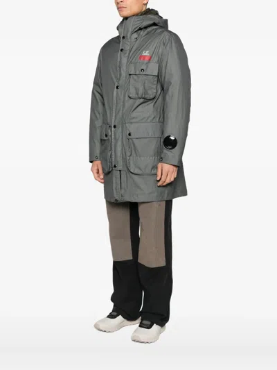 C.p. Company Mille Hooded Coat In Gray