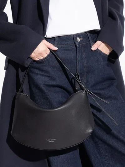 Kate Spade Medium Loop Leather Shoulder Bag In Black