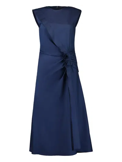 Mantù Gathered Sleeveless Dress In Blue