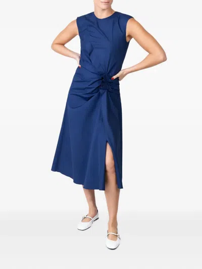 Mantù Gathered Sleeveless Dress In Blue