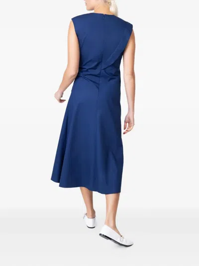 Mantù Gathered Sleeveless Dress In Blue