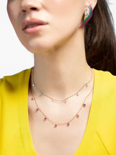 Graziela 18k Rose Gold Pink Sapphire Floating Necklace In Gold