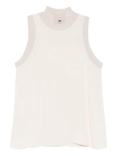 Peserico Ribbed High-neck Top In White