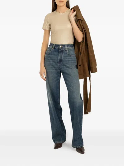 Brunello Cucinelli Ribbed Foiled T-shirt In Neutral