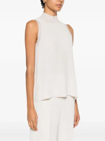 Peserico Ribbed High-neck Top In White