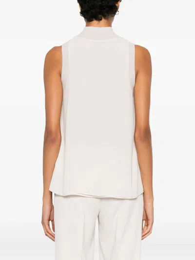 Peserico Ribbed High-neck Top In White