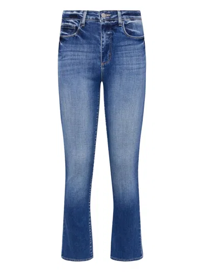 L'agence Tati High Waist Crop Micro Bootcut Jeans In Blue