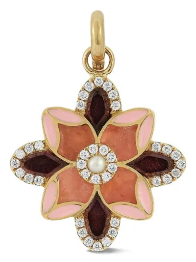 Storrow Jewelry 14k Yellow Gold Multi-stone Flower Pendant In Gold