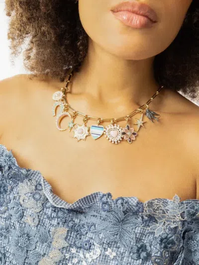 Storrow Jewelry 14k Yellow Gold Multi-stone Flower Pendant In Gold