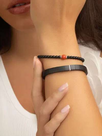 Roberto Demeglio 18k White Gold Diamond Bracelet In Black