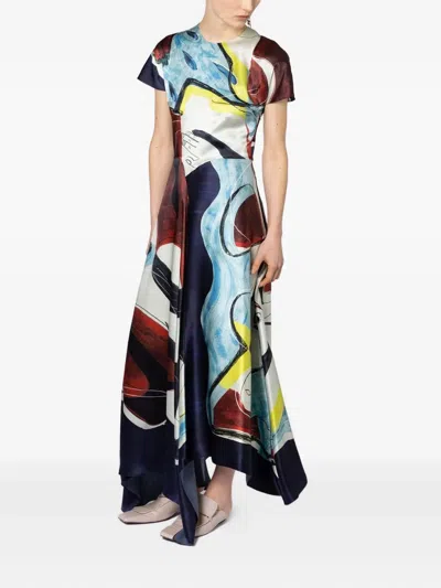 Roksanda Abstract-print Asymmetric Dress In Multi
