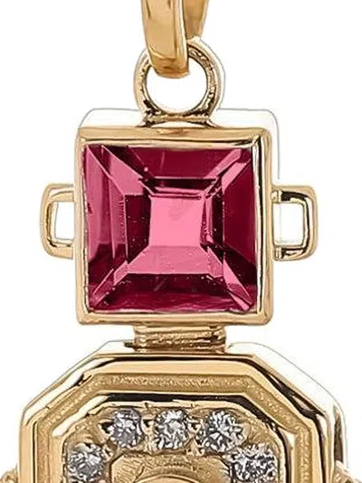 Vans 18k Yellow Gold Heart Robot Tourmaline And Diamond Pendant In Gold