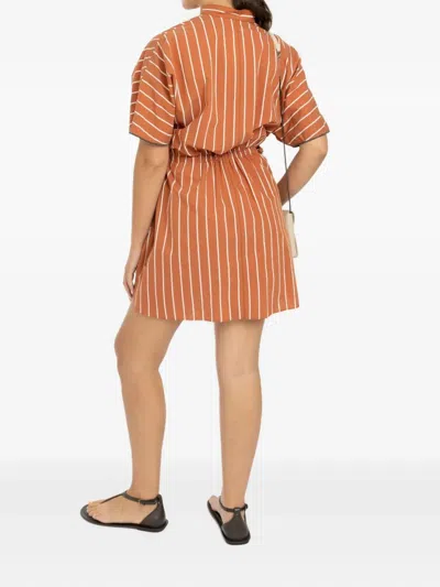 Brunello Cucinelli Stripe-pattern Shirt Mini Dress In Brown