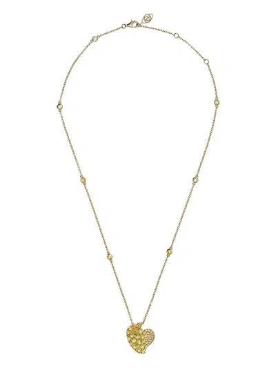 Piranesi 18kt Yellow Gold Wave Heart Sapphire Necklace In Gold