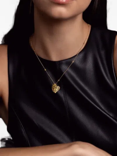 Piranesi 18kt Yellow Gold Wave Heart Sapphire Necklace In Gold