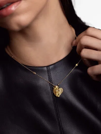 Piranesi 18kt Yellow Gold Wave Heart Sapphire Necklace In Gold