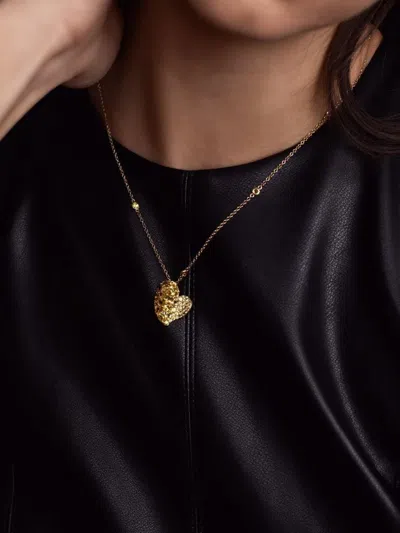 Piranesi 18kt Yellow Gold Wave Heart Sapphire Necklace In Gold
