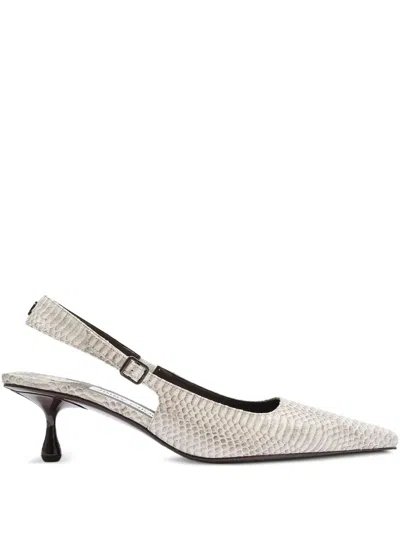 Jimmy Choo 50mm Snakeskin-texture Slingback Pumps In Silver