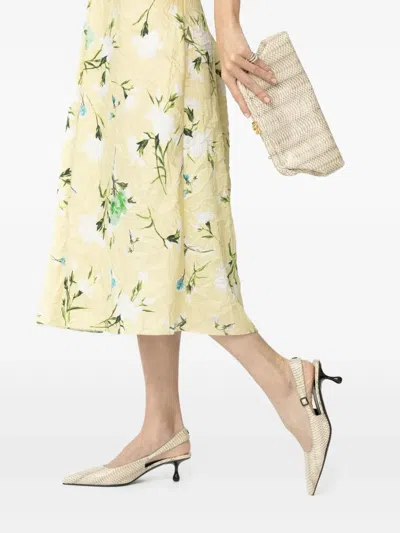 Jimmy Choo 50mm Snakeskin-texture Slingback Pumps In Silver