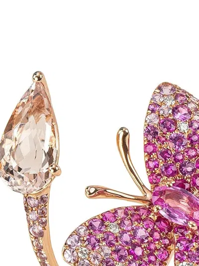 Stéfère 18k Rose Gold Butterfly Multi-stone Ring In Gold