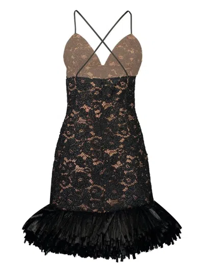 Michael Kors Floral-embroidered Mini Dress In Black